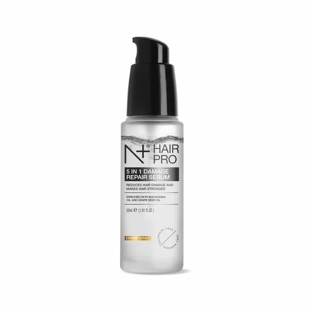 N Plus Hair Pro 5 in 1 Damage Repair Serum 50ml | Enriched with Macadamia Oil & Grape Seed Oil | Nourishing Hair Serum for Smooth, Soft & Manageable Hair