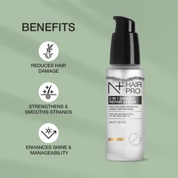 N Plus Hair Pro 5 in 1 Damage Repair Serum 50ml | Enriched with Macadamia Oil & Grape Seed Oil | Nourishing Hair Serum for Smooth, Soft & Manageable Hair