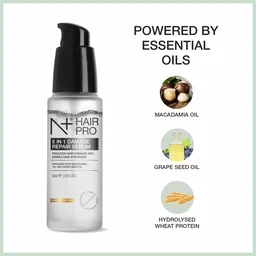 N Plus Hair Pro 5 in 1 Damage Repair Serum 50ml | Enriched with Macadamia Oil & Grape Seed Oil | Nourishing Hair Serum for Smooth, Soft & Manageable Hair