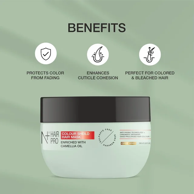 N Plus Hair Pro Colour Shield Hair Mask 250g | Enriched with Camellia Oil | Color Care Hair Mask for Coloured Hair | Helps Nourish, Smooth & Maintain Hair