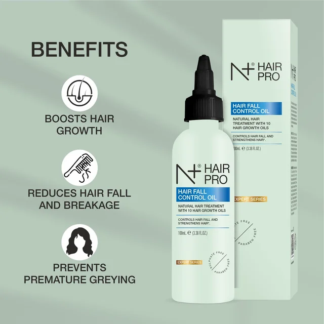 N Plus Hair Pro Hair Fall Control Oil 100ml | Treatment with 10 Hair Growth Oils | Nourishing Hair Oil for Daily Hair Care | Scalp & Hair Nourishment