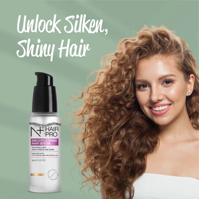 N Plus Hair Pro Smooth & Shine Hair Serum 50ml, Enriched with Phytosqualane & Argan Oil