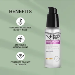 N Plus Hair Pro Smooth & Shine Hair Serum 50ml, Enriched with Phytosqualane & Argan Oil
