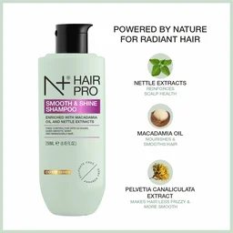 N Plus Hair Pro Smooth & Shine Shampoo 250ml | Frizz Control for Up to 24 Hours | Smoothing Hair Care Shampoo for Soft, Manageable, Shiny & Healthy-Looking Hair
