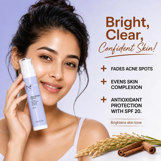 N Plus Professional Brightening Cream 50g SPF 20 | With Rice Protein & Cinnamon Extracts | Daily Face Cream for Brighter-Looking Skin | Sun Protection & Skin Care