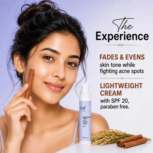 N Plus Professional Brightening Cream 50g SPF 20 | With Rice Protein & Cinnamon Extracts | Daily Face Cream for Brighter-Looking Skin | Sun Protection & Skin Care