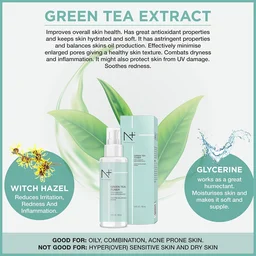 N Plus N PLUS Professional Green Tea Toner for Face 100ml | Helps Tighten Enlarged Pores | Green Tea Face Toner | Paraben Free Formula | Daily Skincare Toner