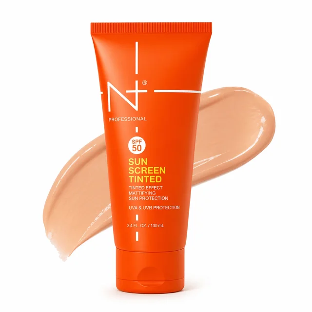 N Plus Professional Tinted Sunscreen 100ml SPF50 | Mattifying Tinted Sun Protection | UVA & UVB Protection | Natural Tinted Effect | Suitable for All Skin Types