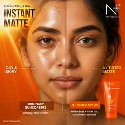 N Plus Professional Tinted Sunscreen 100ml SPF50 | Mattifying Tinted Sun Protection | UVA & UVB Protection | Natural Tinted Effect | Suitable for All Skin Types
