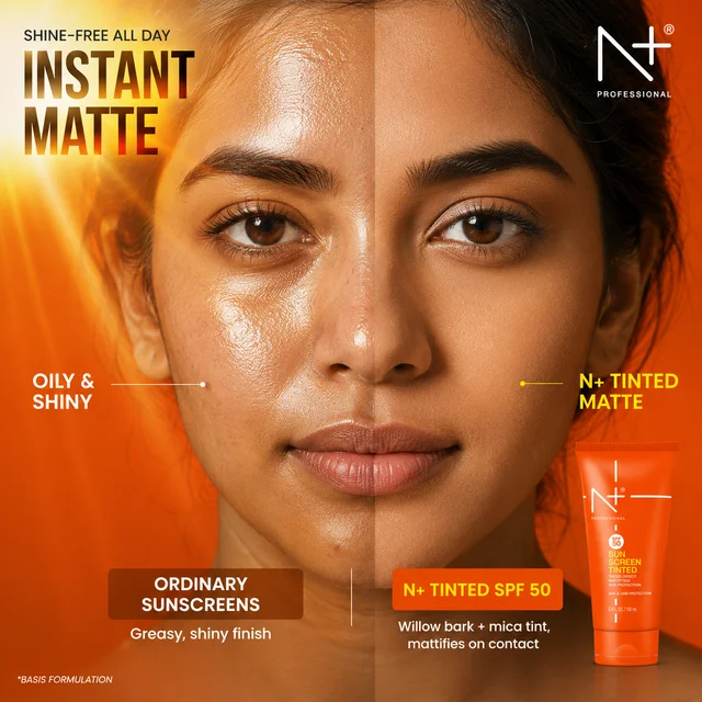 N Plus Professional Tinted Sunscreen 100ml SPF50 | Mattifying Tinted Sun Protection | UVA & UVB Protection | Natural Tinted Effect | Suitable for All Skin Types