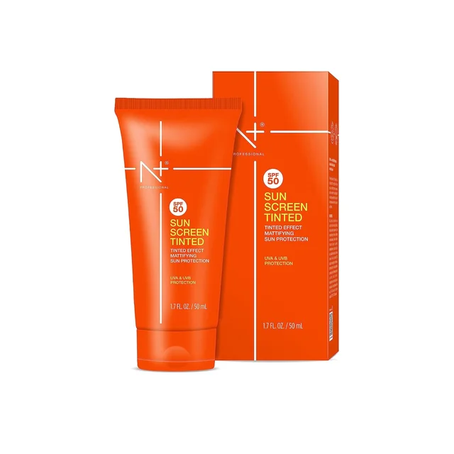 N Plus Professional Tinted Sunscreen 50ml SPF50 | Mattifying Tinted Sun Protection | UVA & UVB Protection | Natural Tinted Effect | Suitable for All Skin Types