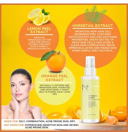 N Plus N PLUS Professional Vitamin C Toner | For A Clearer Skin | Infused with Antioxidant Properties | Restore Your Skin PH | for Brighter, Even Skin Tone | Daily toner | Skin revitalizing toner | 100ml