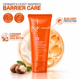 N Plus SPF 50 Barrier Repair Sunscreen Cream 100ml | With Shea Butter & 5 Ceramides | Daily UV Protection | Moisturizing Formula | Sunscreen for Face & Skin