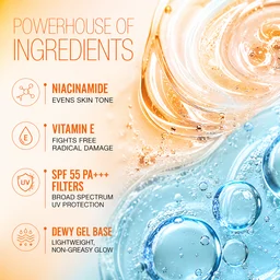 N Plus SPF 55 Niacinamide Dewy Sunscreen Cream 100ml | PA+++ Protection | Non-Greasy Formula | Enriched with Niacinamide & Vitamin E | Daily Sunscreen