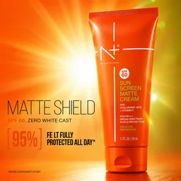 N Plus Sunscreen Matte Cream SPF60 100ml | Matte Finish Sun Protection Cream | Lightweight & Non-Sticky Formula | Daily UV Protection | Face Sunscreen for Everyday Use