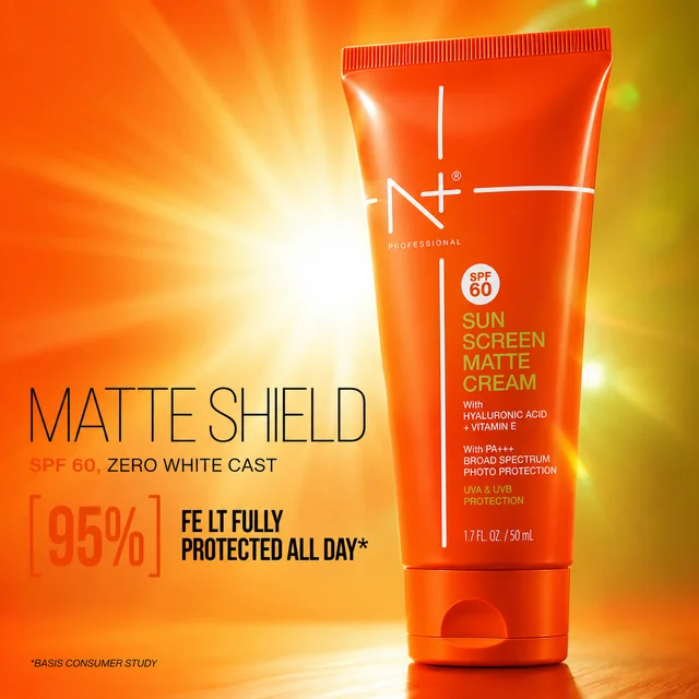 N Plus Sunscreen Matte Cream SPF60 100ml | Matte Finish Sun Protection Cream | Lightweight & Non-Sticky Formula | Daily UV Protection | Face Sunscreen for Everyday Use