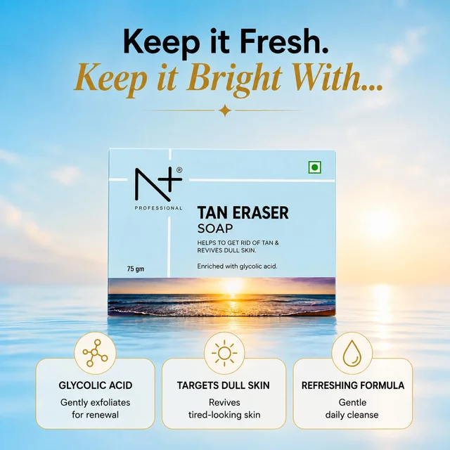 N Plus Tan Eraser Soap 75g Pack of 3 | Helps Remove Tan & Revive Dull-Looking Skin | Cleansing Bath Soap for Fresh, Smooth & Brighter-Looking Skin | Daily Skin Care