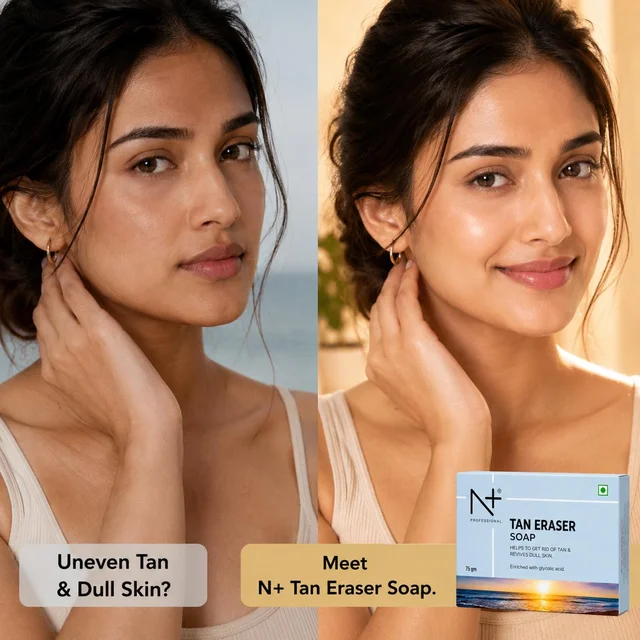 N Plus Tan Eraser Soap 75g Pack of 3 | Helps Remove Tan & Revive Dull-Looking Skin | Cleansing Bath Soap for Fresh, Smooth & Brighter-Looking Skin | Daily Skin Care