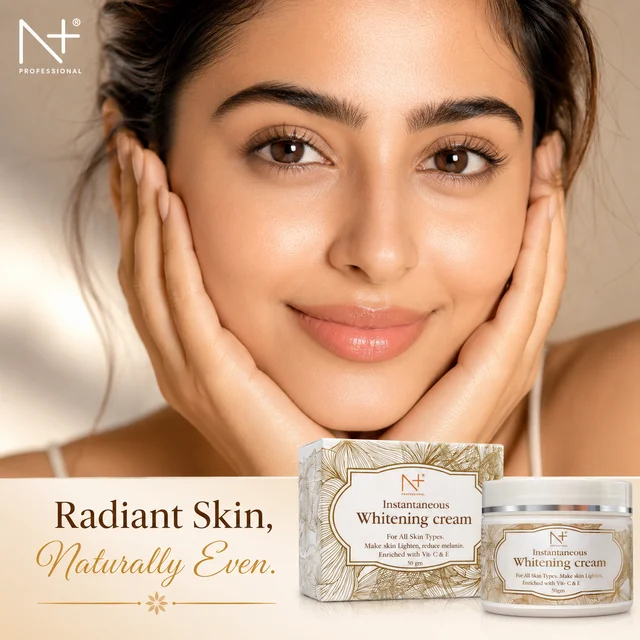 N Plus N+ Professional Instant Whitening Cream 50g | Enriched with Vitamin C & E | Helps Brighten Skin, Improve Uneven-Looking Tone & Reduce the Appearance of Dark Spots