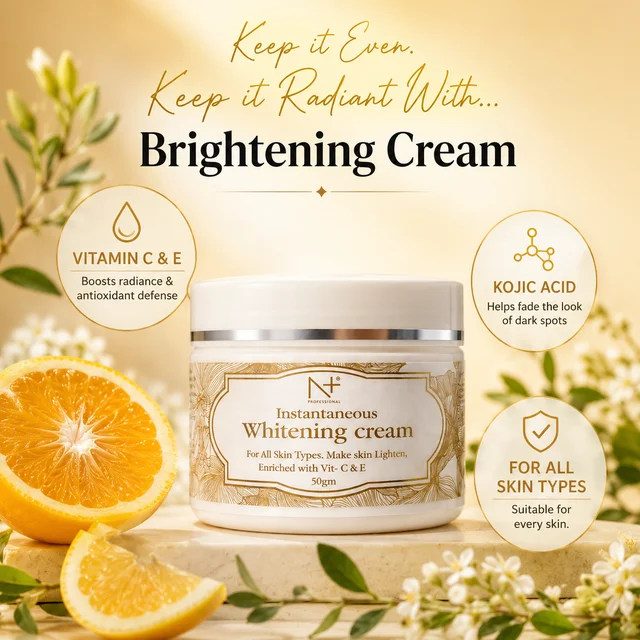 N Plus N+ Professional Instant Whitening Cream 50g | Enriched with Vitamin C & E | Helps Brighten Skin, Improve Uneven-Looking Tone & Reduce the Appearance of Dark Spots