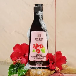 Nat Habit Hibiscus Navdha Shampoo 225ml | Natural Shampoo with Hibiscus, Amla & Fermented Soy | For Hair Growth, Oily Scalp, Dry Frizzy Hair | Sulfate Free Cleanser