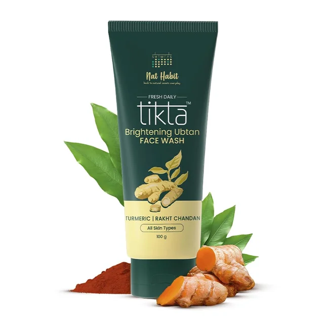 Nat Habit Ubtan Face Wash 100g | Fresh Daily Tikta with Wild Turmeric | Skin Brightening | Chemical & Sulphate Free Natural Cleanser | For Men & Women, All Skin Types