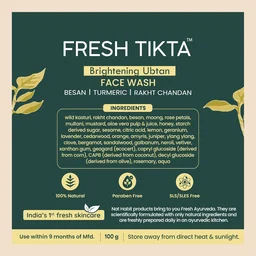 Nat Habit Ubtan Face Wash 100g | Fresh Daily Tikta with Wild Turmeric | Skin Brightening | Chemical & Sulphate Free Natural Cleanser | For Men & Women, All Skin Types