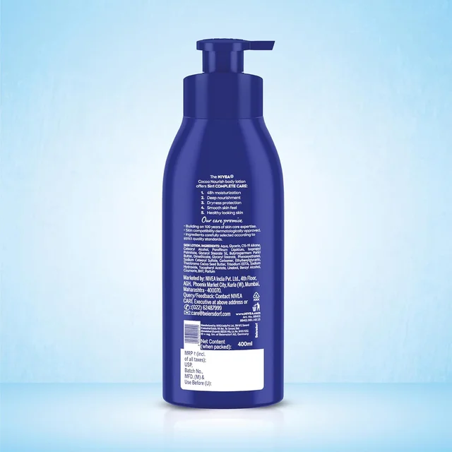 Nivea Cocoa Nourish Body Lotion - 400ml | Deep Moisture Serum | 48-Hour Hydration | Cocoa Butter & Coconut Oil | Non-Greasy Formula for Very Dry Skin