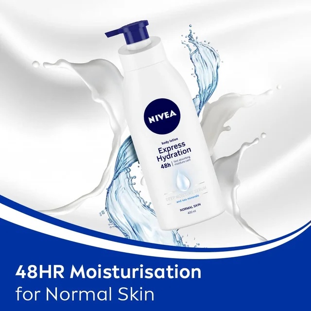 Nivea Express Hydration Body Lotion 400ml | 48-Hour Moisturization for Summer | Enriched with Sea Minerals & Deep Moisture Serum | Non-Greasy Formula for Healthy-Looking Skin | Suitable for All Skin Types