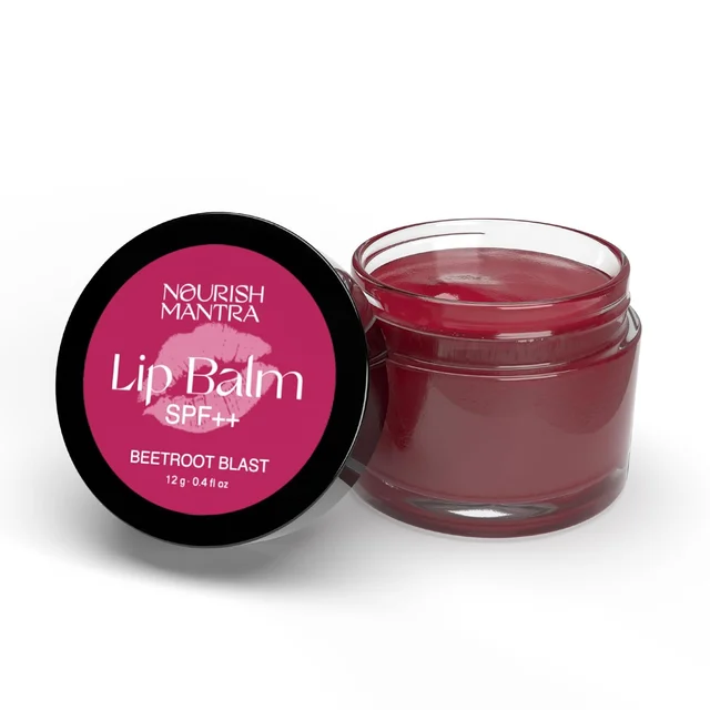 Nourish Mantra Beetroot Blast Lip Balm with SPF 12g | Enriched with Beetroot Extracts & Vitamin E| Shea Butter & Avocado Oil | Hydrates, Repairs & Protects Lips