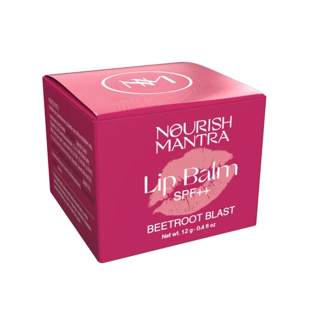 Nourish Mantra Beetroot Blast Lip Balm with SPF 12g | Enriched with Beetroot Extracts & Vitamin E| Shea Butter & Avocado Oil | Hydrates, Repairs & Protects Lips
