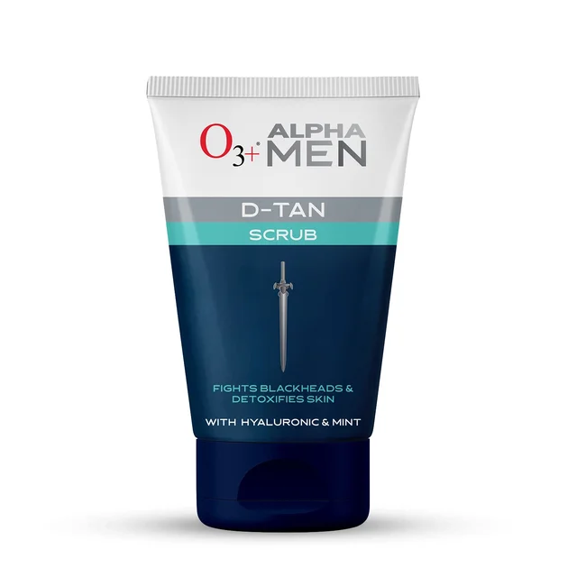 O3+ Professional O3+ Alpha Men Acno D-Tan Scrub 50g | Men's Face Scrub for Tan Removal & Acne-Prone Skin | Deep Cleansing & Exfoliation
