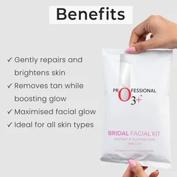 O3+ Professional Bridal Facial Kit 60g + 69ml | Bridal Glow Facial with Hyaluronic Acid, Glycolic Acid & Niacinamide | Radiant Skin for All Skin Types