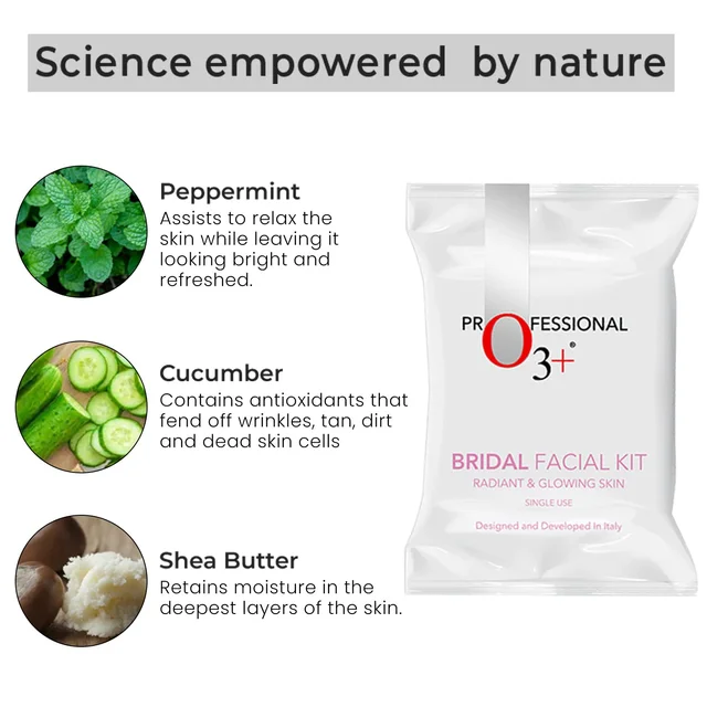 O3+ Professional Bridal Facial Kit 60g + 69ml | Bridal Glow Facial with Hyaluronic Acid, Glycolic Acid & Niacinamide | Radiant Skin for All Skin Types