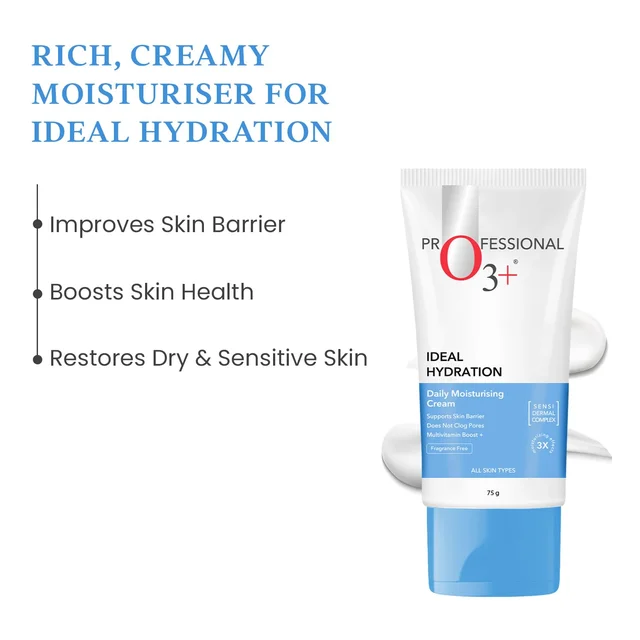 O3+ Professional Hyaluronic Acid Moisturizer Cream 75g | Hydrating Face Moisturizer for All Skin Types | Skin Plumping, Nourishing & Intense Hydration