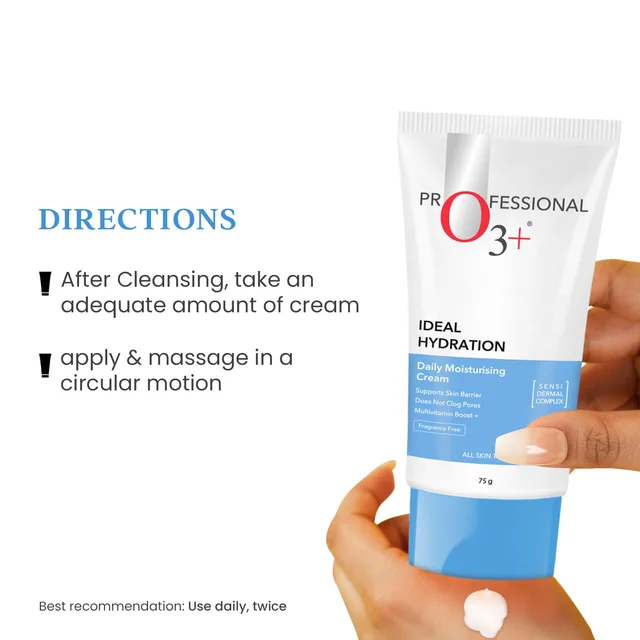 O3+ Professional Hyaluronic Acid Moisturizer Cream 75g | Hydrating Face Moisturizer for All Skin Types | Skin Plumping, Nourishing & Intense Hydration