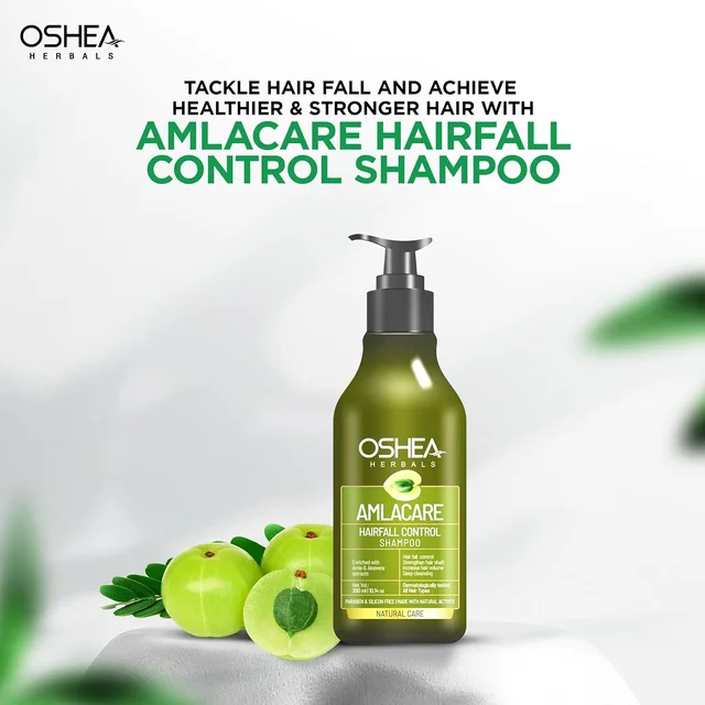 Oshea Herbals Amlacare Hairfall Control Shampoo 300ml | With Amla & Aloe Vera Extracts | Strengthens Roots, Reduces Hairfall & Dandruff | Herbal Daily Care for Men & Women