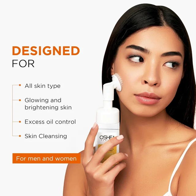 Oshea Herbals Brightening & Illuminating Foaming Facewash 150ml | Vitamin C & Grapefruit Extract | Removes Impurities, Deep Cleansing, Radiant Glow for All Skin Types