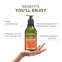 Oshea Herbals Heenashine Conditioning Shampoo 300ml | Deep Cleansing & Conditioning | Controls Dryness, Strengthens Hair | Enriched with Henna & Bhringraj Extracts
