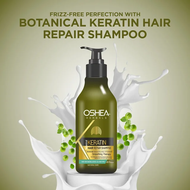 Oshea Herbals Keratin Hair Repair Shampoo 300ml | Strengthens & Repairs Damaged Hair | Smooth, Shiny & Frizz-Free | Deep Nourishment with Keratin Protein | For Men & Women