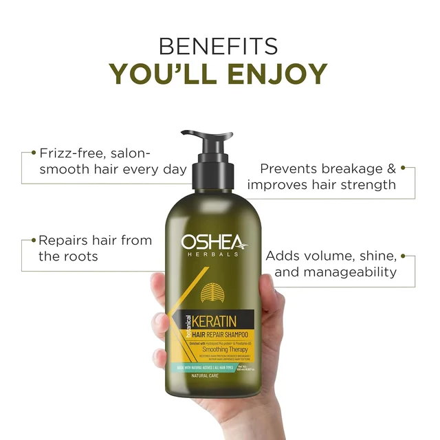Oshea Herbals Keratin Hair Repair Shampoo 500ml | Strengthens & Repairs Damaged Hair | Smooth, Shiny & Frizz-Free | Deep Nourishment with Keratin Protein | For Men & Women