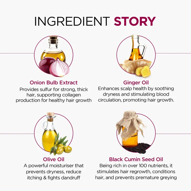 Oshea Herbals Natural Hair Growth Oil 110ml with Onion Bulb & Ginger Extracts| Strengthens Hair, Prevents Hair Fall & Promotes Growth for Healthy, Lustrous Scalp
