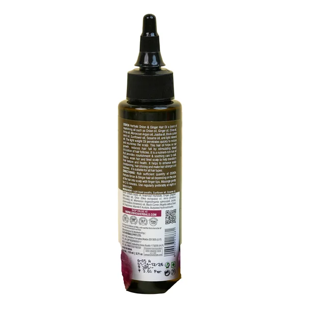 Oshea Herbals Natural Hair Growth Oil 110ml with Onion Bulb & Ginger Extracts| Strengthens Hair, Prevents Hair Fall & Promotes Growth for Healthy, Lustrous Scalp