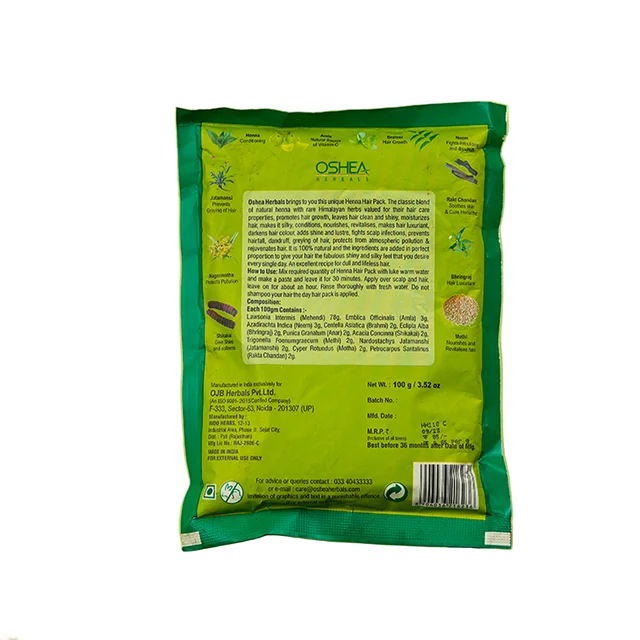 Oshea Herbals Natural Henna Hair Pack 100g | Brown Shade Darkens Greys | Nourishes & Strengthens Hair | Enriched with Mehandi | Neem & Amla for Healthy Growth