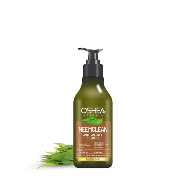 Oshea Herbals Neemclean Anti Dandruff Shampoo 300ml | With Neem & Fenugreek | Controls Dandruff, Relieves Itchy Scalp | Paraben & Silicon Free, For Men & Women