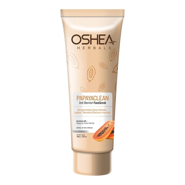 Oshea Herbals Papayaclean Anti Blemish Face Scrub 100g | De-pigmentation | Lighten Blemish | Deep Exfoliates | Remove impurities