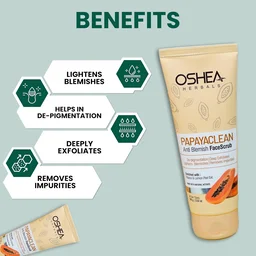 Oshea Herbals Papayaclean Anti Blemish Face Scrub 100g | De-pigmentation | Lighten Blemish | Deep Exfoliates | Remove impurities