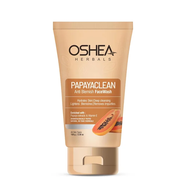 Oshea Herbals Papayaclean Anti Blemishes Face Wash 150gm | Enriched with Papaya & Vitamin E | Removes dark spost, Reduces Blemishes & Pigmentation For All Skin Types