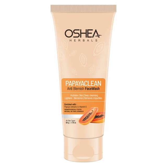 Oshea Herbals Papayaclean Anti Blemishes Face Wash 50gm | Enriched with Papaya & Vitamin E | Removes dark spost, Reduces Blemishes & Pigmentation For All Skin Types