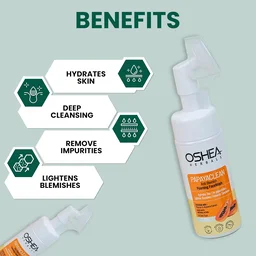 Oshea Herbals Papayaclean Anti Blemishes Foaming Face Wash 150gm | Enriched with Papaya Extract & Vitamin E | Lightens Blemishes & Hydrates Skin | Enhances Complexion & Helps in De-pigmentation